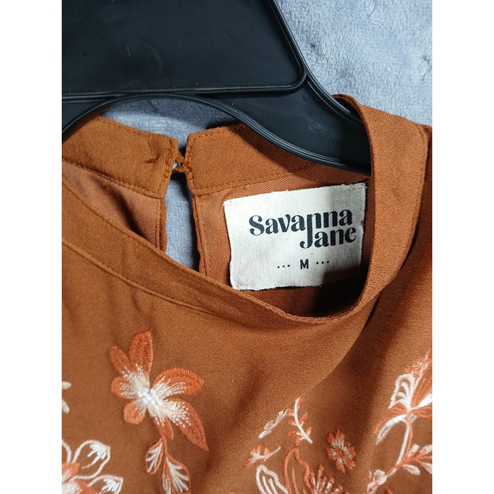 🌟 STUNNING Savanna Jane Cottagecore Embroidered Boho Pleated Dress Medium 🌟 - Picture 4 of 9